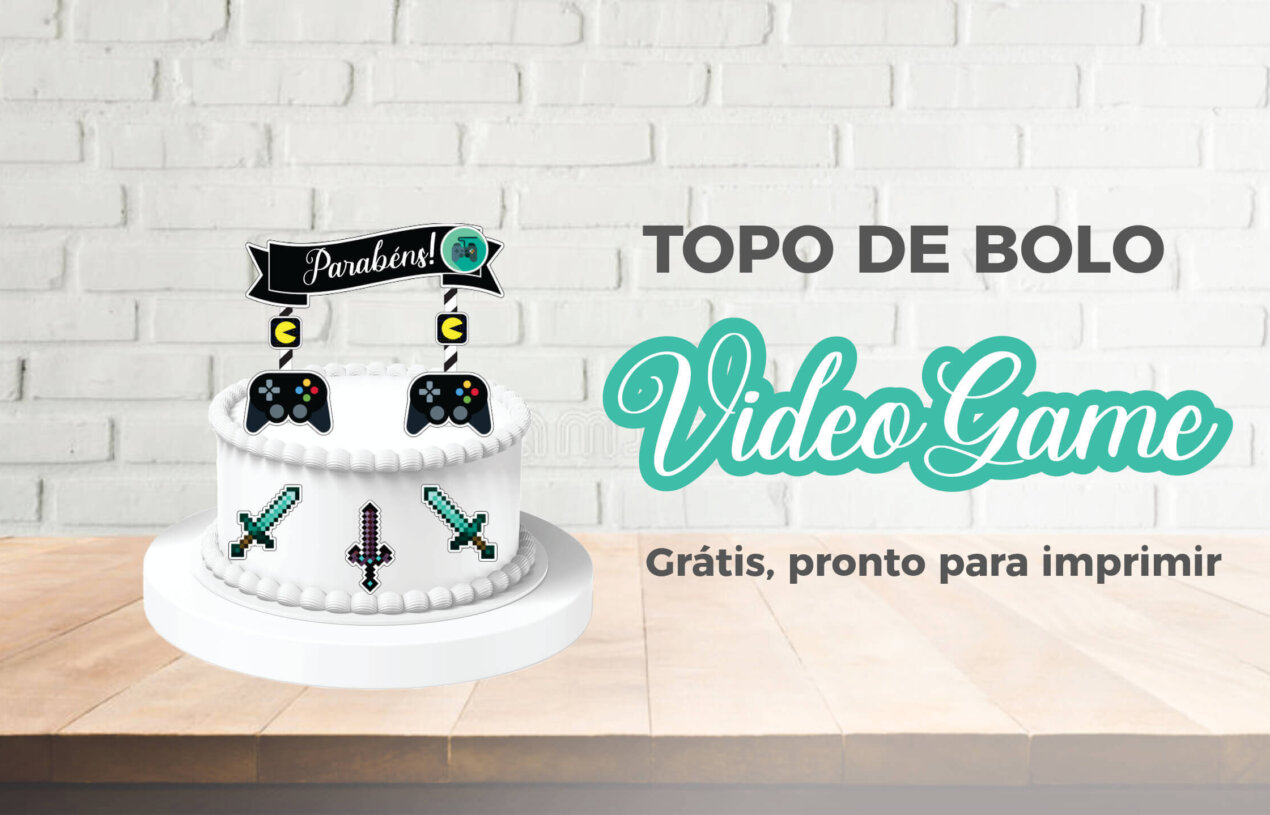 topo de bolo gamer para imprimir  Festa do videogame, Topper de bolo, Topo  de bolo