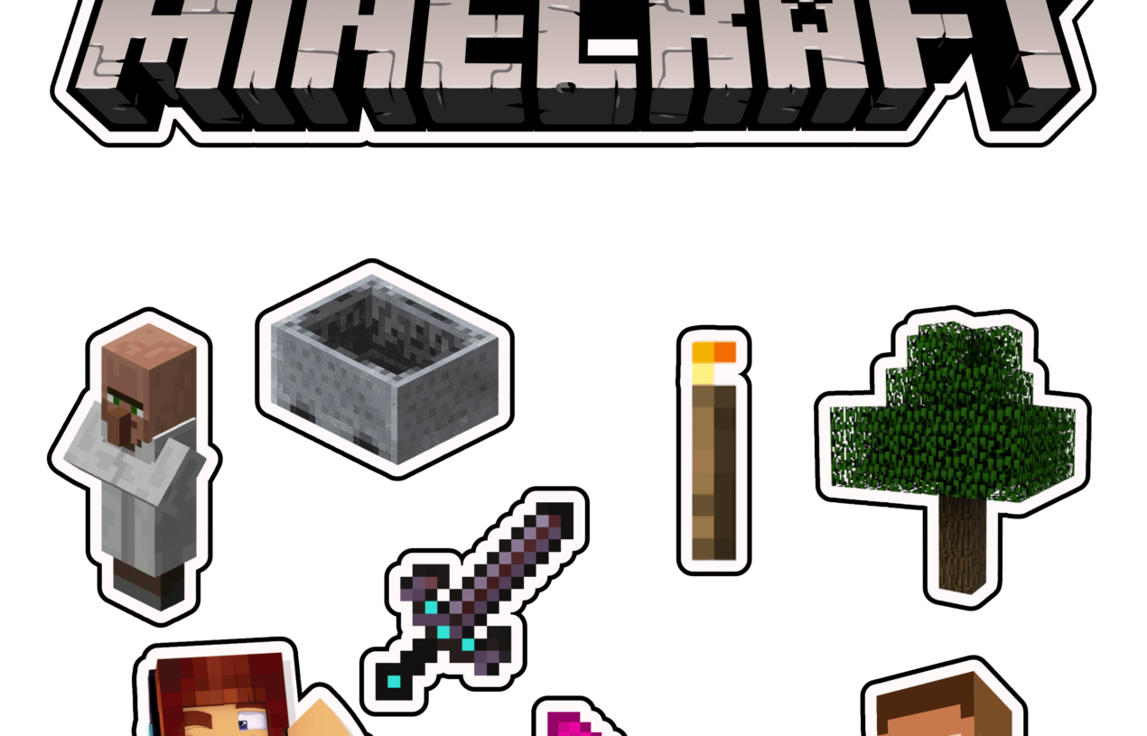 Topo de Bolo Personalizado. Tema: Minecraft