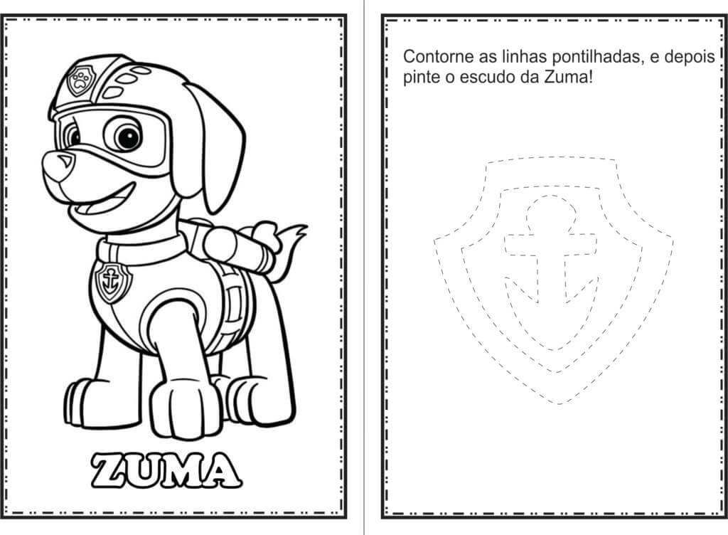 Kit 10 desenhos para colorir em Folha A4 - Tema Patrulha Canina